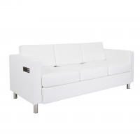 OSP Home Furnishings ATL53-R101 Atlantic Sofa with Dual Charging Station in Dillon Snow Fabric